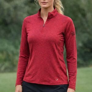 Foray‎ Golf Women’s Red Heathered Quarter Zip Pullover Top Size Large